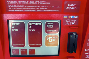 Main screen of Red Box DVD rental machine