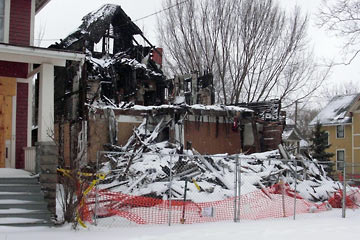 Burned-out house on W. 32 St.