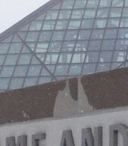 Rock Hall exterior on foggy day