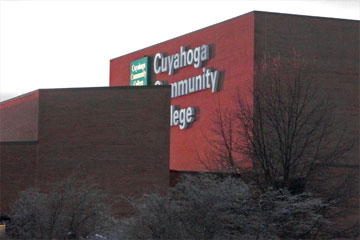 Cuyahoga Community College sign on building