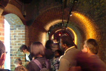 Brick-lined tunnel in Greater Cleveland Aquarium