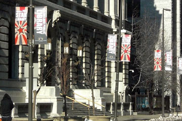Banners in front of Cleveland Public Library