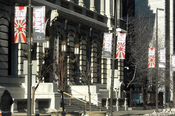 Banners in front of Cleveland Public Library