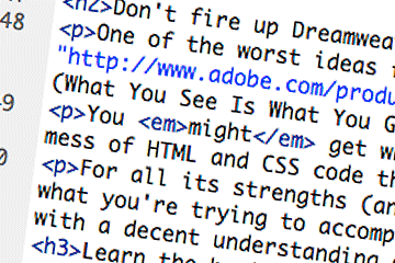 Detail of web page code