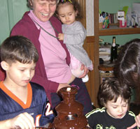 Chocolate fountain at our New Year's Day party