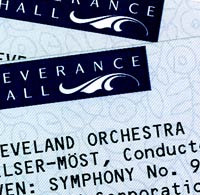 Close-up of tickets to Beethoven Symphony No.9