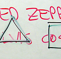Detail of whiteboard with geometric shapes