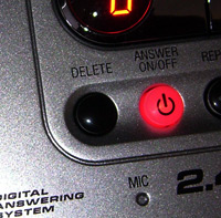 Answering machine power light