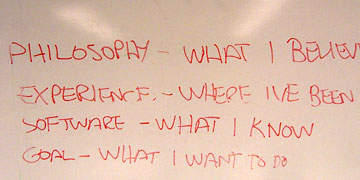 Statements written on the whiteboard