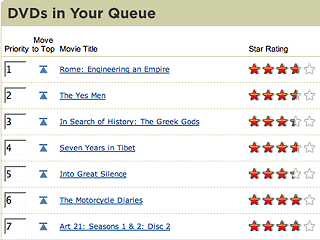 Screenshot of our Netflix queue