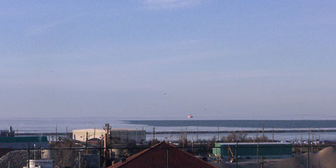 Looking north, with ice on Lake Erie