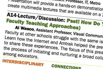 Detail of brochure describing session at Faculty Colloquium