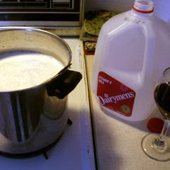 Pot of milk on stove