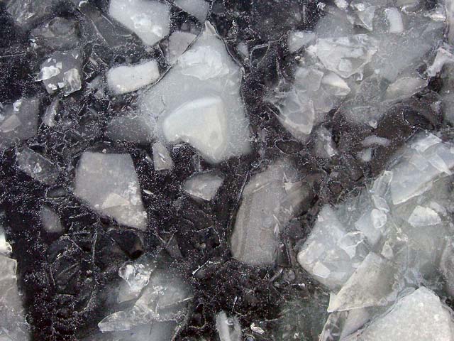 Chunks of ice on Cuyahoga River