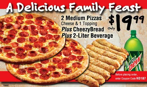Marcos Pizza ad with breadsticks and Mountain Dew