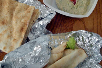 Falafel and baba on table