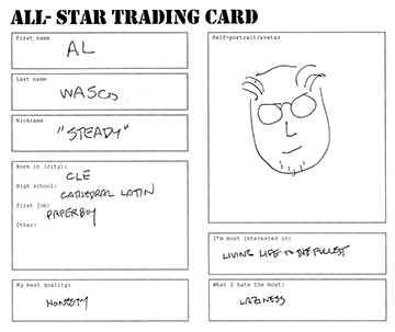 Trading card for get-to-know-you exercise