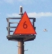 Navigation sign at mouth of Cuyahoga River