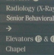 Detail of hospital directional sign