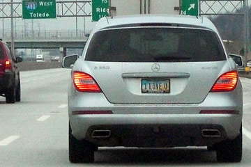 Car with I Love U license plate