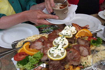 Huge platter of meat and vegetables