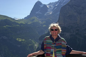 Joanne on the balcony at Hotel Alpina