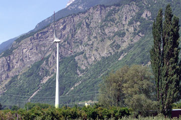 Wind turbine in Rhone River valley
