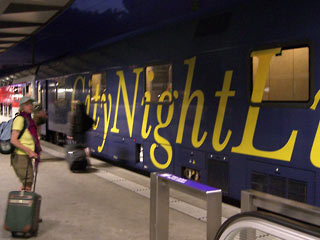 Exterior view of City NIght Line train in station