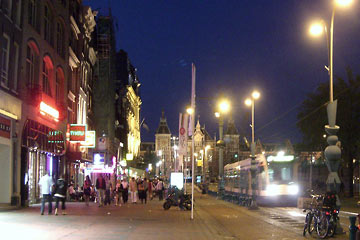 Night on Amsterdam's main street