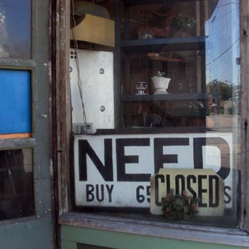 Signs in store window