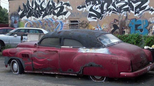 Old Chevy on parking lot