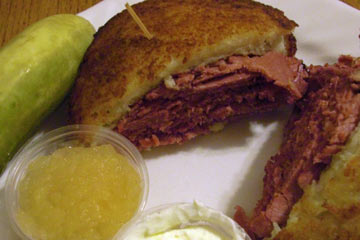 Corned beef & latke sandwich