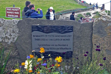 Warning sign at top of cliff