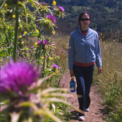 flower and person walking