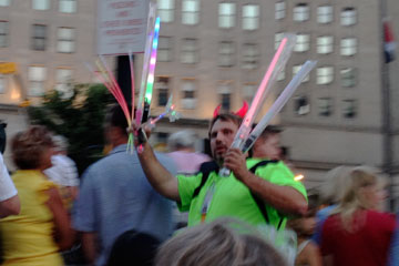 Man selling light-up toys