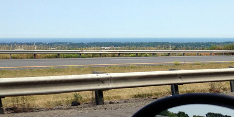 View of Lake Erie from car