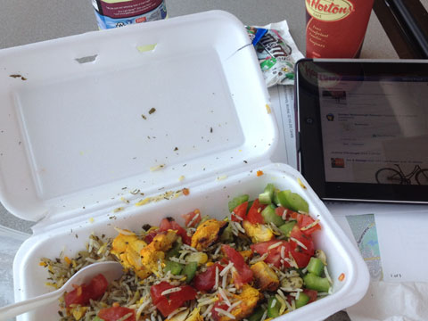 Rice & veggies in Styrofoam box