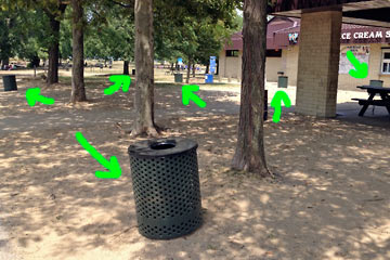 Photo showing 6 trash cans
