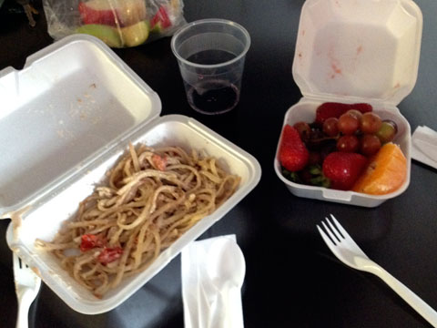 Styrofoam boxes of leftovers