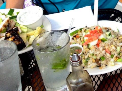 Salad and fried rice at Johnny Mango