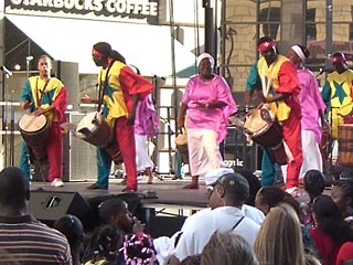African drummers and dancers on Main Stage