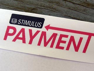 Envelope with "Stimulus Payment" printed on the outside
