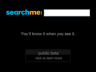 Search me homepage with search box and the words You'll Know It When You See It