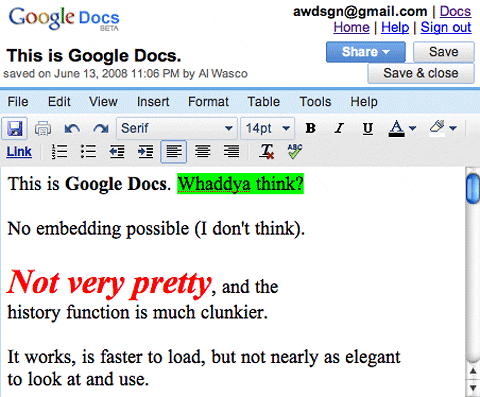 Screenshot of Google Docs