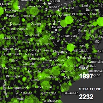 Walmart growth shown on map of U.S.