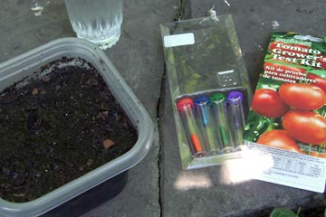 Soil test kit and containers of soil and water