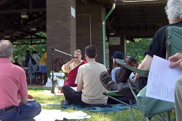 Buddhist teacher and group