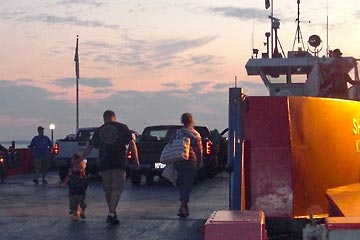 Danny and family walking onto ferry