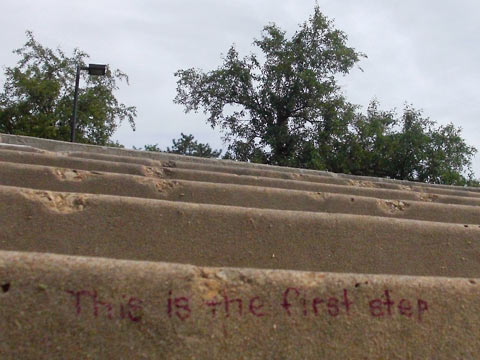 This is the first step written on concrete step