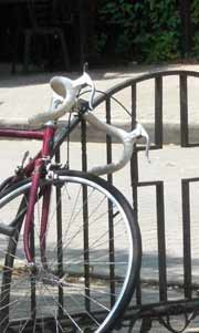 Bike rack with cross decoration